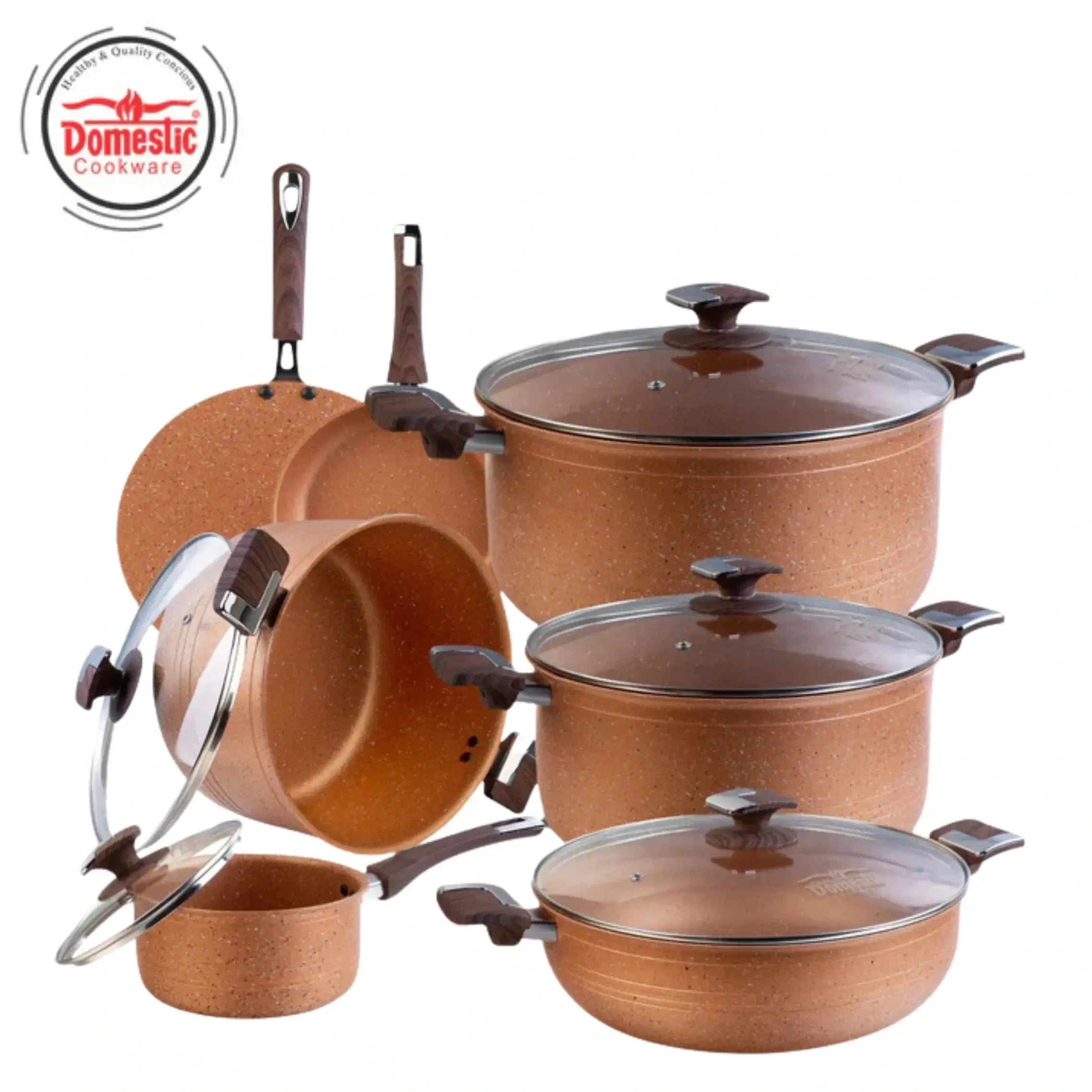 D - 161 β Nonstick Jumbo Gift Set β 22 Pcs (Interior+Exterior Marble) - Majestic Cookware