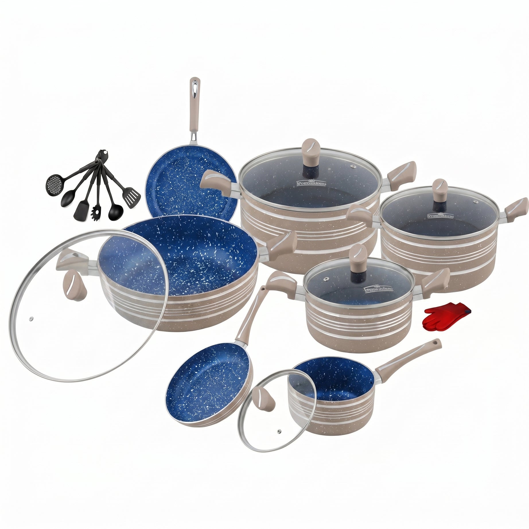 Stylish 21-Pc Gift Set with Marble Coating