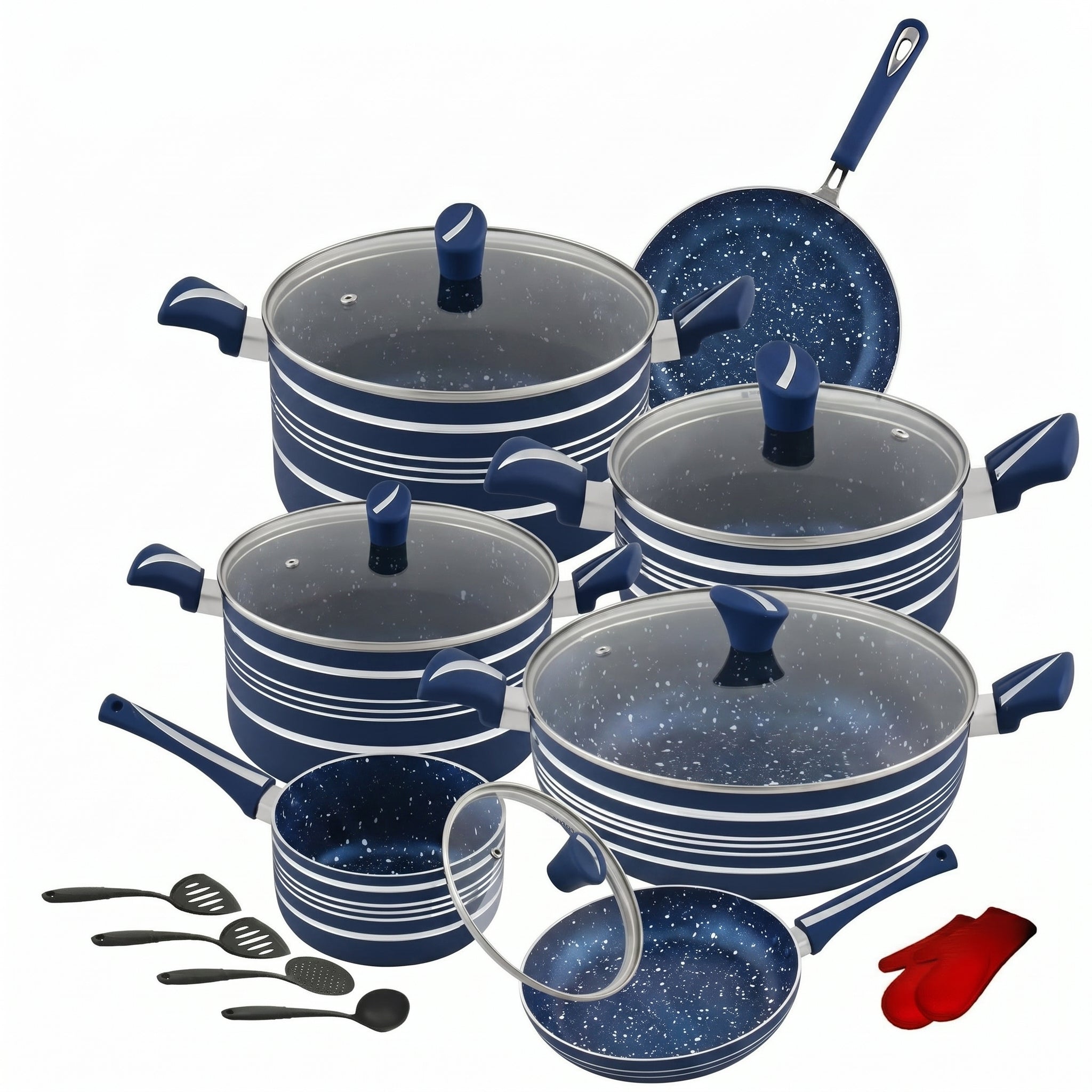 Stylish 21-Pc Gift Set with Marble Coating